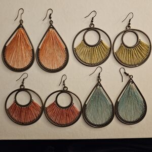 Vibrant Teardrop and Hoop Earrings Set